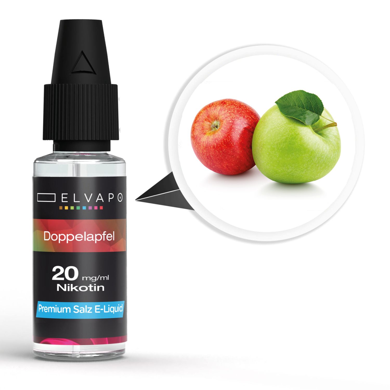 Elvapo_Liquid_Doppelapfel_20mg_1500 Elvapo Premium Nikotinsalz E-Liquid - Doppelapfel 20mg