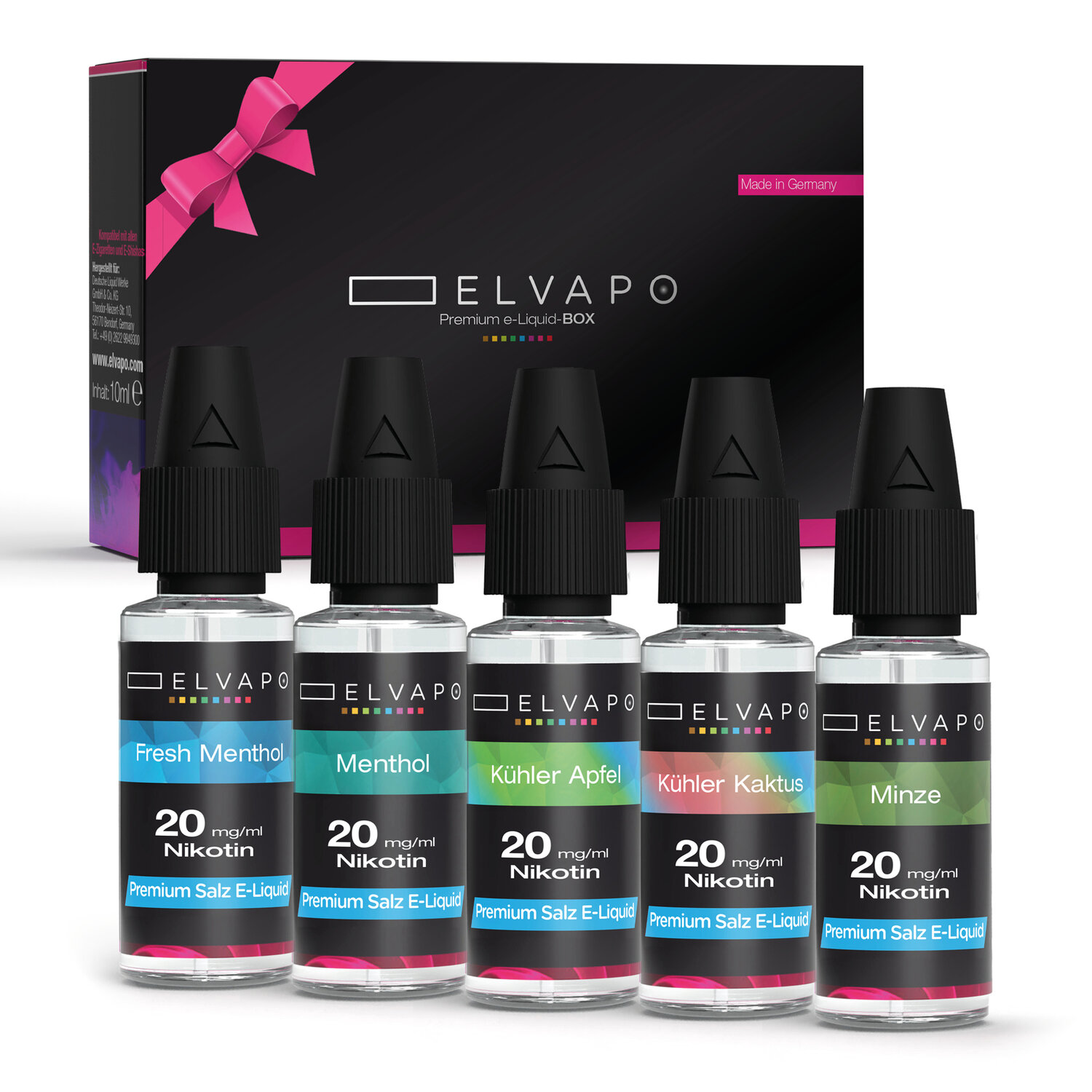 5 x 10ml Premium e-Liquid-BOX - Cool Mix - Liquid Probierset 20mg Nikotinsalz 5 x 10ml Premium e-Liquid-BOX - Cool Mix - Liquid Probierset 20mg Nikotinsalz