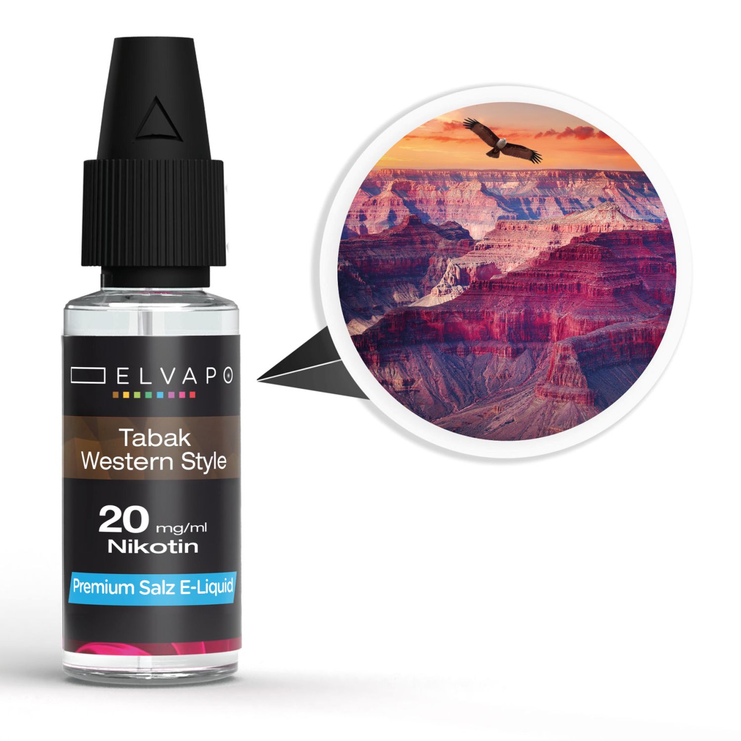 Elvapo_Liquid_Tabak_Western_Style_20mg_1500 Elvapo Premium Nikotinsalz E-Liquid - Tabak - Western Style 20mg