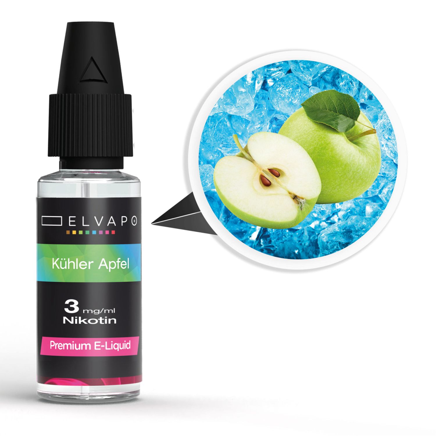 Elvapo_Liquid_Kuehler_Apfel_3mg_1500 Elvapo Premium E-Liquid - Kühler Apfel 3mg