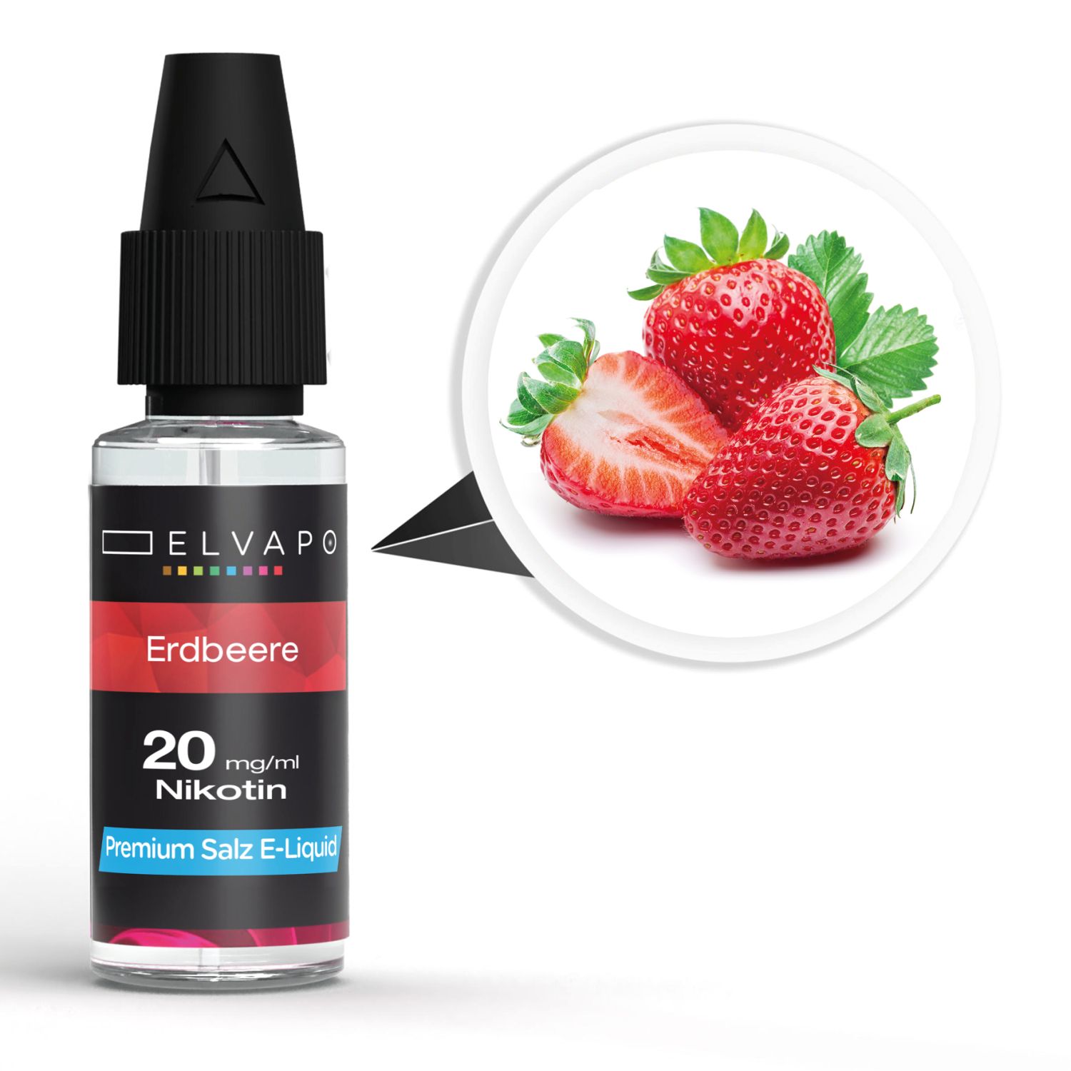 Elvapo_Liquid_Erdbeere_20mg_1500 Elvapo Premium Nikotinsalz E-Liquid - Erdbeere 20mg
