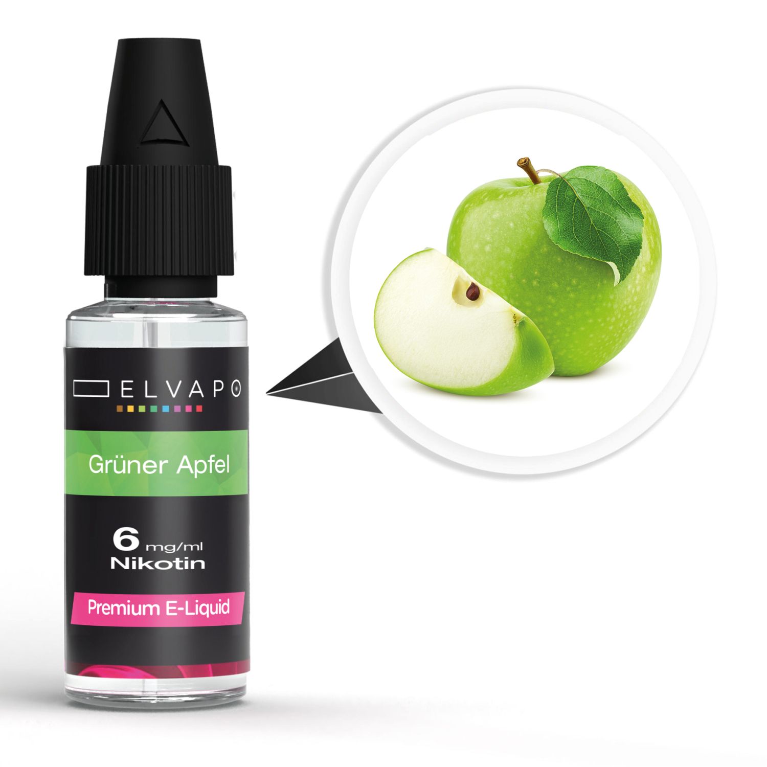 Elvapo_Liquid_Gruener_Apfel_6mg_1500 Elvapo Premium E-Liquid - Grüner Apfel 6mg