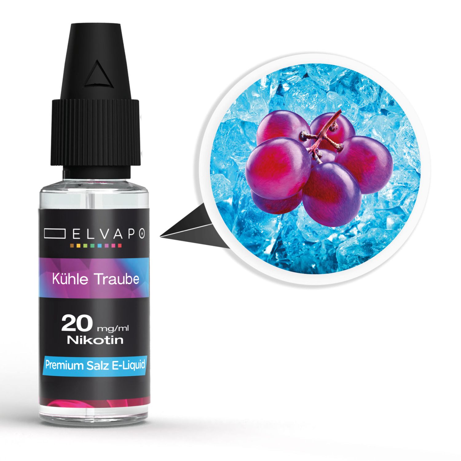 Elvapo_Liquid_Kuehle_Traube_20mg_1500 Elvapo Premium Nikotinsalz E-Liquid - Kühle Traube 20mg
