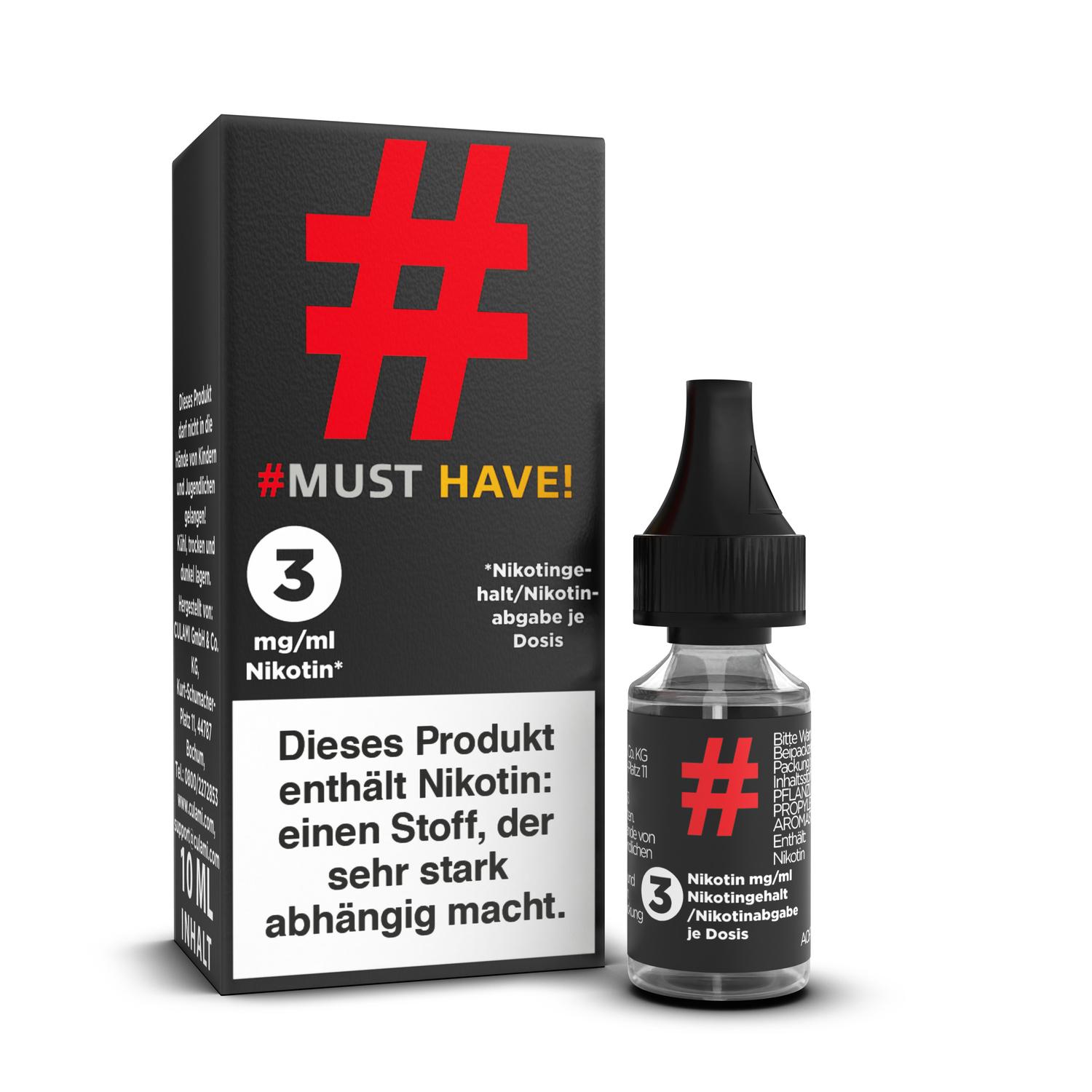 10ml Must Have E-Liquid - # -  3mg 10ml Must Have E-Liquid - # -  3mg